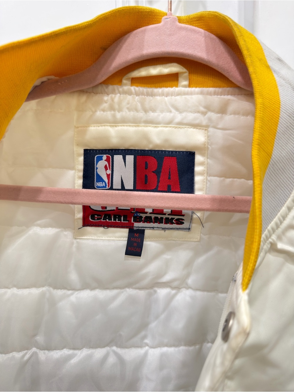 NBA Los Angeles Lakers White Satin Jacket with Purple & Gold Trim - Picture 3 of 5